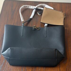 Black Tote Bag with Tan Pouch